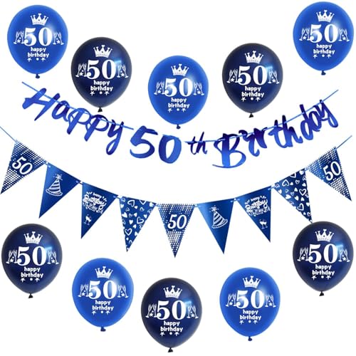 Blau Girlande Happy 50th Birthday Banner + 50 Geburtstag Dreiecksflaggen + 50 pcs 50 Geburtstag luftballons 50 deko für mann,deko 50. mann geburtstagsdeko 50 jahre männer Blau Girlande Happy 50th Birthday Banner + 50 Geburtstag Dreiecksflaggen + 50 pcs 50 Geburtstag luftballons 50 deko für mann,deko 50. mann geburtstagsdeko 50 jahre männer von Hongyantech