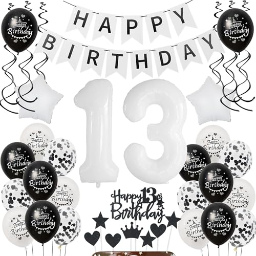 Deko 13.Geburtstag Mädchen Junge Tortendeko 13 Geburtstag Mädchen Deko Geschenk für 13. Geburtstag Mädchen Schwarz weiß Geburtstagsdeko 13 jahre Mädchen luftballon 13 Geburtstag Mädchen dekoration Deko 13.Geburtstag Mädchen Junge Tortendeko 13 Geburtstag Mädchen Deko Geschenk für 13. Geburtstag Mädchen Schwarz weiß Geburtstagsdeko 13 jahre Mädchen luftballon 13 Geburtstag Mädchen dekoration von Hongyantech