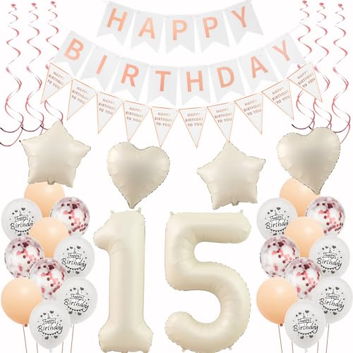 Deko 15. Geburtstag Mädchen Beige Roségold Luftballons 15 Geburtstag Dekoration Mädchen,15 Geburtstag Deko,Geburtstagsdeko 15 jahre Mädchen,Happy 15th Birthday Girlande 15 Geburtstag Party Deko Deko 15. Geburtstag Mädchen Beige Roségold Luftballons 15 Geburtstag Dekoration Mädchen,15 Geburtstag Deko,Geburtstagsdeko 15 jahre Mädchen,Happy 15th Birthday Girlande 15 Geburtstag Party Deko von Hongyantech
