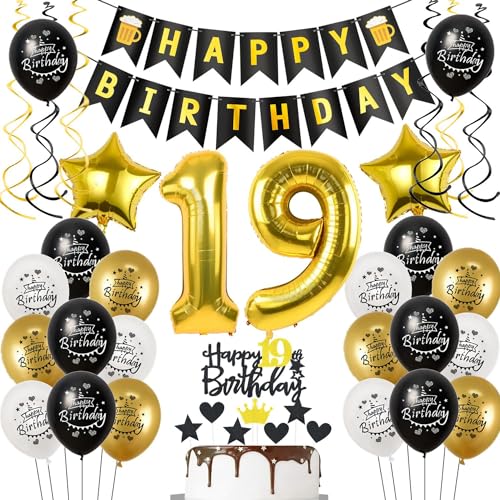 Deko 19 Geburtstag Deko Junge mädchen, Luftballon 19. Geburtstag Schwarz Gold, Geburtstagsdeko 19 jahre Junge Luftballon, Tortendeko 19. Geburtstag Junge Geburtstagsdeko 19 jahre für mädchen Deko 19 Geburtstag Deko Junge mädchen, Luftballon 19. Geburtstag Schwarz Gold, Geburtstagsdeko 19 jahre Junge Luftballon, Tortendeko 19. Geburtstag Junge Geburtstagsdeko 19 jahre für mädchen von Hongyantech