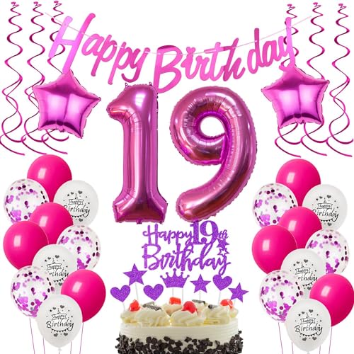 Deko 19. Geburtstag Mädchen luftballons 19 Geburtstag Deko Geschenk für 19. Geburtstag Mädchen rosa 19. Geburtstag Tortendeko 19 Mädchen Geburtstagsdeko 19 jahre Mädchen Geburtstag dekoration rosa von Hongyantech