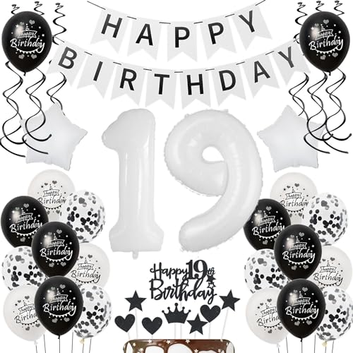 Deko 19.Geburtstag Mädchen Junge Tortendeko 19 Geburtstag Mädchen Deko Geschenk für 19. Geburtstag Mädchen Schwarz weiß Geburtstagsdeko 19 jahre Mädchen luftballon 19 Geburtstag Mädchen dekoration Deko 19.Geburtstag Mädchen Junge Tortendeko 19 Geburtstag Mädchen Deko Geschenk für 19. Geburtstag Mädchen Schwarz weiß Geburtstagsdeko 19 jahre Mädchen luftballon 19 Geburtstag Mädchen dekoration von Hongyantech