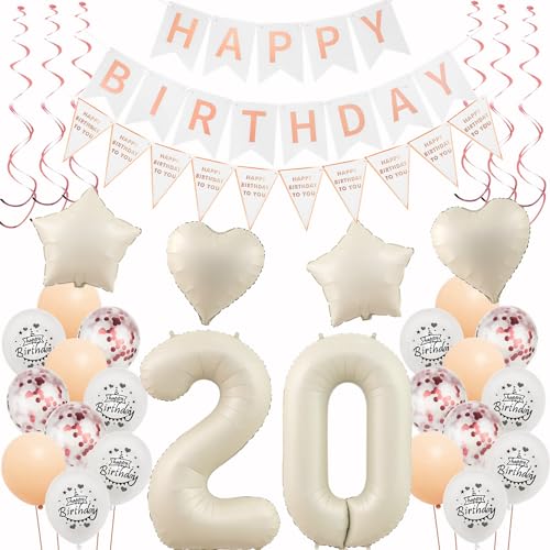 Deko 20. Geburtstag Frauen Beige Roségold Luftballons 20 Geburtstag Dekoration Frau,20 Gertstag Deko,Geburtstagsdeko 20 jahre Frauen,Happy 20th Birthday Girlande 20 Geburtstag Party Deko Deko 20. Geburtstag Frauen Beige Roségold Luftballons 20 Geburtstag Dekoration Frau,20 Gertstag Deko,Geburtstagsdeko 20 jahre Frauen,Happy 20th Birthday Girlande 20 Geburtstag Party Deko von Hongyantech