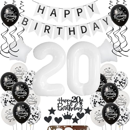 Deko 20.Geburtstag Frau Mann Tortendeko 20 Geburtstag Frauen Deko Geschenk für 20. Geburtstag Frauen Schwarz weiß Geburtstagsdeko 20 jahre Mann Frauen luftballon 20 Geburtstag Frau dekoration Deko 20.Geburtstag Frau Mann Tortendeko 20 Geburtstag Frauen Deko Geschenk für 20. Geburtstag Frauen Schwarz weiß Geburtstagsdeko 20 jahre Mann Frauen luftballon 20 Geburtstag Frau dekoration von Hongyantech
