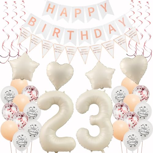 Deko 23. Geburtstag Frauen Beige Roségold Luftballons - Dekoration Frau, Gertstag Deko, Geburtstagsdeko 23 Jahre, Happy 23th Birthday Girlande Party Deko Deko 23. Geburtstag Frauen Beige Roségold Luftballons - Dekoration Frau, Gertstag Deko, Geburtstagsdeko 23 Jahre, Happy 23th Birthday Girlande Party Deko von Hongyantech