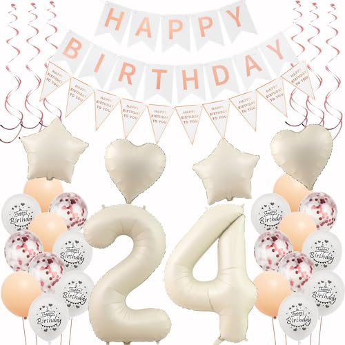 Deko 24. Geburtstag Frauen Beige Roségold Luftballons 24 Geburtstag Dekoration Frau,24 Gertstag Deko,Geburtstagsdeko 24 jahre Frauen,Happy 24th Birthday Girlande 24 Geburtstag Party Deko Deko 24. Geburtstag Frauen Beige Roségold Luftballons 24 Geburtstag Dekoration Frau,24 Gertstag Deko,Geburtstagsdeko 24 jahre Frauen,Happy 24th Birthday Girlande 24 Geburtstag Party Deko von Hongyantech