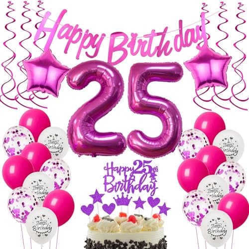 Deko 25. Geburtstag Frauen Luftballons - Geschenk und Tortendeko für Frau - Rosa Dekoration für 25 Jahre Deko 25. Geburtstag Frauen Luftballons - Geschenk und Tortendeko für Frau - Rosa Dekoration für 25 Jahre von Hongyantech