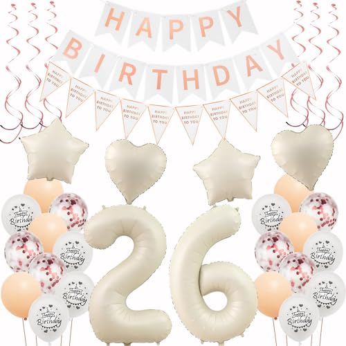 Deko 26. Geburtstag Frauen Beige Roségold Luftballons 26 Geburtstag Dekoration Frau,26 Gertstag Deko,Geburtstagsdeko 26 jahre Frauen,Happy 26th Birthday Girlande 26 Geburtstag Party Deko Deko 26. Geburtstag Frauen Beige Roségold Luftballons 26 Geburtstag Dekoration Frau,26 Gertstag Deko,Geburtstagsdeko 26 jahre Frauen,Happy 26th Birthday Girlande 26 Geburtstag Party Deko von Hongyantech