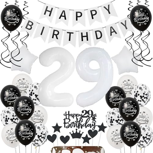 Deko 29.Geburtstag Frau Mann Tortendeko 29 Geburtstag Frauen Deko Geschenk für 29. Geburtstag Frauen Schwarz weiß Geburtstagsdeko 29 jahre Mann Frauen luftballon 29 Geburtstag Frau dekoration Deko 29.Geburtstag Frau Mann Tortendeko 29 Geburtstag Frauen Deko Geschenk für 29. Geburtstag Frauen Schwarz weiß Geburtstagsdeko 29 jahre Mann Frauen luftballon 29 Geburtstag Frau dekoration von Hongyantech
