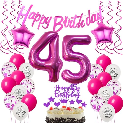 Deko 45. Geburtstag Frauen Luftballons - Rosa Tortendeko und Dekoration für Frau - Geschenk für 45 Jahre Deko 45. Geburtstag Frauen Luftballons - Rosa Tortendeko und Dekoration für Frau - Geschenk für 45 Jahre von Hongyantech