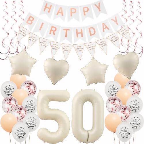 Deko 50. Geburtstag Frauen Beige Roségold Luftballons 50 Geburtstag Dekoration Frau,50 Gertstag Deko,Geburtstagsdeko 50 jahre Frauen,Happy 50th Birthday Girlande 50 Geburtstag Party Deko Deko 50. Geburtstag Frauen Beige Roségold Luftballons 50 Geburtstag Dekoration Frau,50 Gertstag Deko,Geburtstagsdeko 50 jahre Frauen,Happy 50th Birthday Girlande 50 Geburtstag Party Deko von Hongyantech