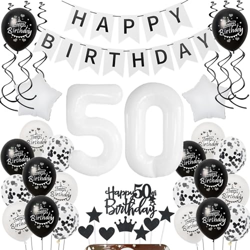 Deko 50.Geburtstag Frau Mann Tortendeko 50 Geburtstag Frauen Deko Geschenk für 50. Geburtstag Frauen Schwarz weiß Geburtstagsdeko 50 jahre Mann Frauen luftballon 50 Geburtstag Frau dekoration Deko 50.Geburtstag Frau Mann Tortendeko 50 Geburtstag Frauen Deko Geschenk für 50. Geburtstag Frauen Schwarz weiß Geburtstagsdeko 50 jahre Mann Frauen luftballon 50 Geburtstag Frau dekoration von Hongyantech