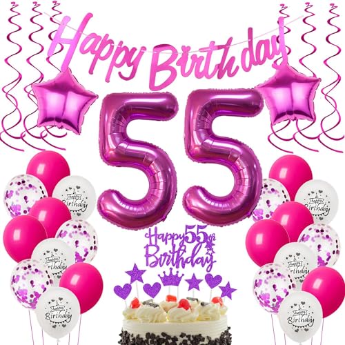 Deko 55. Geburtstag Frauen luftballons 55 Geburtstag Deko Geschenk für 55. Geburtstag Frauen rosa 55. Geburtstag Tortendeko 55 Frau Geburtstagsdeko 55 jahre Frau Geburtstag dekoration rosa von Hongyantech