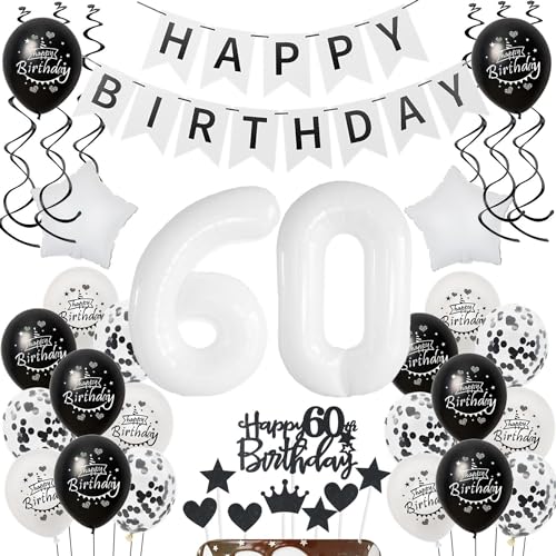 Deko 60.Geburtstag Frau Mann Tortendeko 60 Geburtstag Frauen Deko Geschenk für 60. Geburtstag Frauen Schwarz weiß Geburtstagsdeko 60 jahre Mann Frauen luftballon 60 Geburtstag Frau dekoration Deko 60.Geburtstag Frau Mann Tortendeko 60 Geburtstag Frauen Deko Geschenk für 60. Geburtstag Frauen Schwarz weiß Geburtstagsdeko 60 jahre Mann Frauen luftballon 60 Geburtstag Frau dekoration von Hongyantech