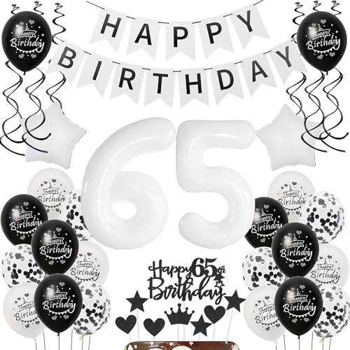 Deko 65.Geburtstag Frau Mann Tortendeko 65 Geburtstag Frauen Deko Geschenk für 65. Schwarz weiß Geburtstagsdeko 65 jahre Mann Frauen luftballon 65 Frau dekoration Deko 65.Geburtstag Frau Mann Tortendeko 65 Geburtstag Frauen Deko Geschenk für 65. Schwarz weiß Geburtstagsdeko 65 jahre Mann Frauen luftballon 65 Frau dekoration von Hongyantech
