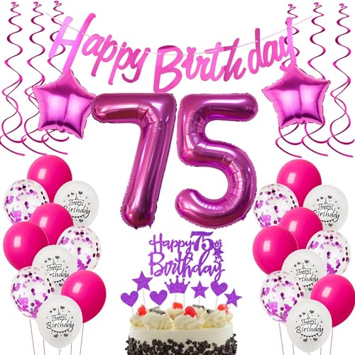 Deko 75. Geburtstag Frauen luftballons 75 Geburtstag Deko Geschenk für 75. Geburtstag Frauen rosa 75. Geburtstag Tortendeko 75 Frau Geburtstagsdeko 75 jahre Frau Geburtstag dekoration rosa von Hongyantech
