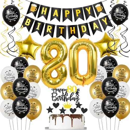 Deko 80 Geburtstag Deko Mann Frauen, Luftballon 80. Geburtstag Schwarz Gold, Geburtstagsdeko 80 jahre Mann Luftballon, Tortendeko 80. Geburtstag Männer Geburtstagsdeko 80 jahre für Frau Mann Deko 80 Geburtstag Deko Mann Frauen, Luftballon 80. Geburtstag Schwarz Gold, Geburtstagsdeko 80 jahre Mann Luftballon, Tortendeko 80. Geburtstag Männer Geburtstagsdeko 80 jahre für Frau Mann von Hongyantech