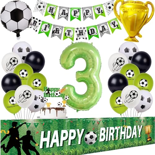Fußball 3. Geburtstag Deko Set - Luftballons, Hintergrund, Party Deko für Jungen - Grün Fußball 3. Geburtstag Deko Set - Luftballons, Hintergrund, Party Deko für Jungen - Grün von Hongyantech