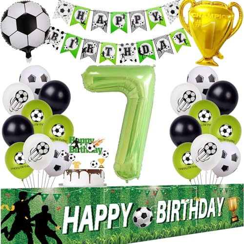 Fußball 7. Geburtstag Deko Set - Luftballons, Hintergrund, Party Deko für Jungen - Grün Fußball 7. Geburtstag Deko Set - Luftballons, Hintergrund, Party Deko für Jungen - Grün von Hongyantech