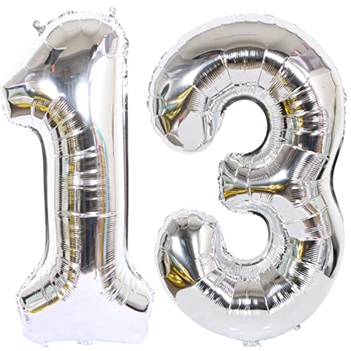 Helium Luftballon 13 Silber Geburtstagsdeko 40" 13 Geburtstag Party Dekoration Supplies,ballon 13 geburtstag,13 luftballon silber,folienballon 13 geburtstag mädchen Junge ballon 13 geburtstag (13) von Hongyantech