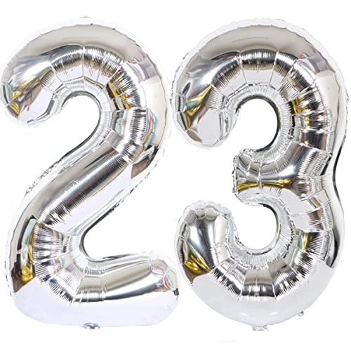 Helium Luftballon 23 Silber Geburtstagsdeko 40" Party Deko Supplies, Folienballon für Frau Mann Frauen von Hongyantech