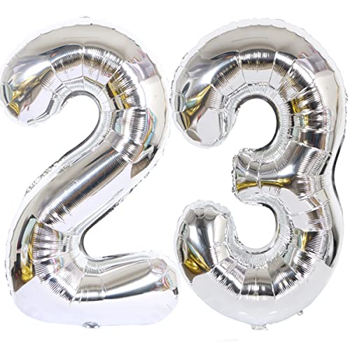 Helium Luftballon 23 Silber Geburtstagsdeko 40" 23 Geburtstag Party Deko Supplies,ballon 23 geburtstag,23 luftballon silber folienballon 23 geburtstag frau mann ballon 23 geburtstag frauen(23) von Hongyantech