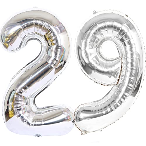 Helium Luftballon 29 Silber Geburtstagsdeko 40" Party Deko Supplies, Folienballon für Frau Mann Frauen (29) von Hongyantech