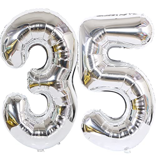 Helium Luftballon 35 Silber Geburtstagsdeko 40" 35 Geburtstag Party Deko Supplies,ballon 35 geburtstag,35 luftballon silber folienballon 35 geburtstag frau mann ballon 35 geburtstag frauen(35) von Hongyantech