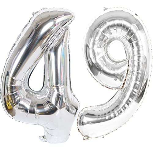 Helium Luftballon 49 Silber Geburtstagsdeko 40" 49 Geburtstag Party Deko Supplies,ballon 49 geburtstag,49 luftballon silber folienballon 49 geburtstag frau mann ballon 49 geburtstag frauen(49) von Hongyantech