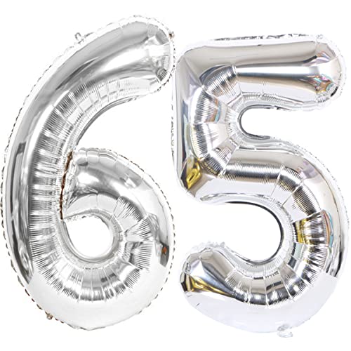 Helium Luftballon 65 Silber Geburtstagsdeko 40" 65 Geburtstag Party Dekoration Supplies,ballon 65 geburtstag,65 luftballon silber,folienballon 65 geburtstag frau mann ballon 65 geburtstag frauen(65) von Hongyantech