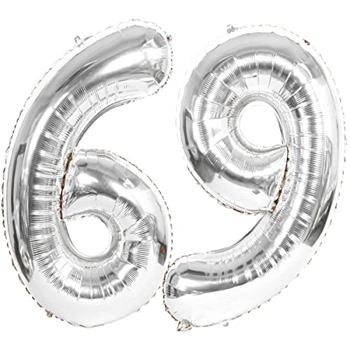 Helium Luftballon 69 Silber Geburtstagsdeko 40" 69 Geburtstag Party Dekoration Supplies,ballon 69 geburtstag,69 luftballon silber,folienballon 69 geburtstag frau mann ballon 69 geburtstag frauen(69) von Hongyantech