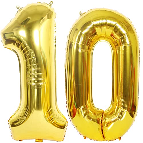 Helium Luftballons 10 gold Geburtstagsdeko 40" 10 Geburtstag Party Dekoration Supplies,ballon 10 geburtstag,10 luftballon gold,folienballon 10 geburtstag mädchen Junge ballon 10 geburtstag deko(10) von Hongyantech