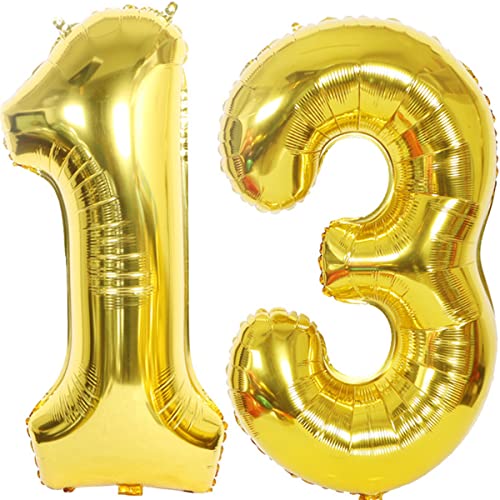 Helium Luftballons 13 gold Geburtstagsdeko 40" 13 Geburtstag Party Dekoration Supplies,ballon 13 geburtstag,13 luftballon gold,folienballon 13 geburtstag mädchen Junge ballon 13 geburtstag deko(13) von Hongyantech