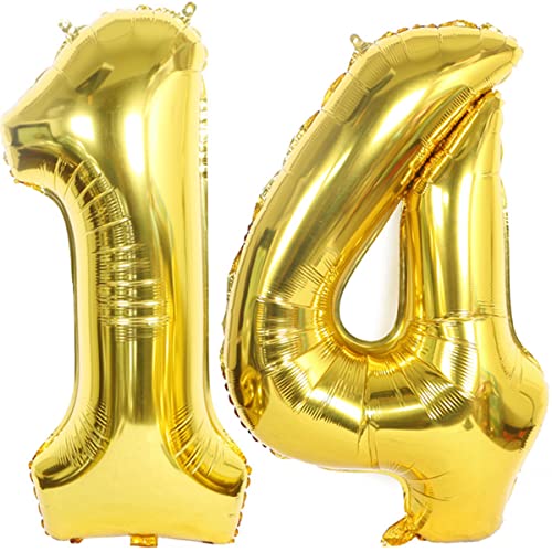 Helium Luftballons 14 gold Geburtstagsdeko 40" 14 Geburtstag Party Dekoration Supplies,ballon 14 geburtstag,14 luftballon gold,folienballon 14 geburtstag mädchen Junge ballon 14 geburtstag deko(14) von Hongyantech
