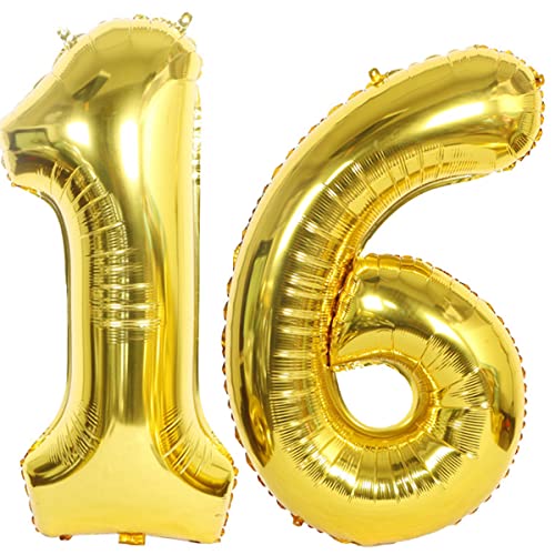Helium Luftballons 16 gold Geburtstagsdeko 40" 16 Geburtstag Party Dekoration Supplies,ballon 16 geburtstag,16 luftballon gold,folienballon 16 geburtstag mädchen Junge ballon 16 geburtstag deko(16) von Hongyantech