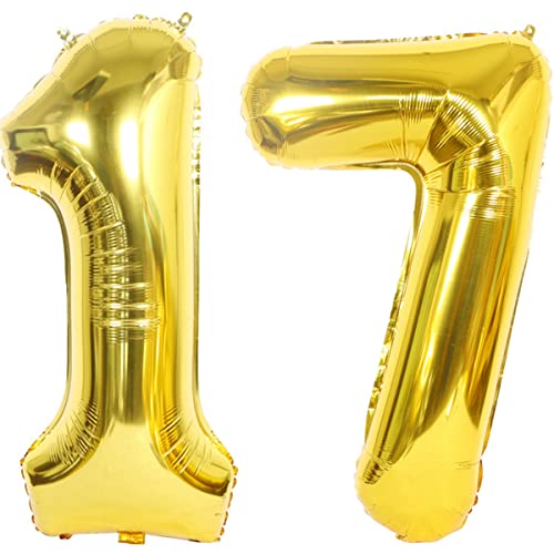 Helium Luftballons 17 Gold Geburtstagsdeko 40" Party Dekoration Supplies, Folienballon für Mädchen Junge, Ballon Deko (17 Stück) von Hongyantech