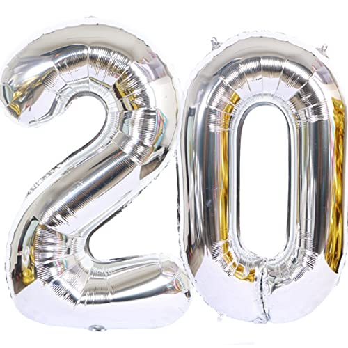 Helium Luftballons 20 Silber Geburtstagsdeko 40" Party Deko Supplies - Folienballon Mann Frau Ballon Silber von Hongyantech
