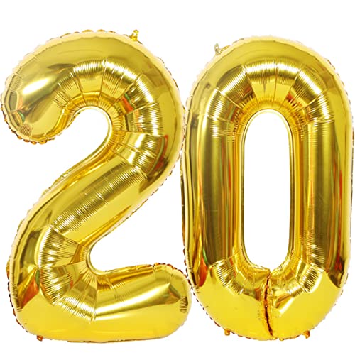 Helium Luftballons 20 gold Geburtstagsdeko 40" 20 Geburtstag Party Deko Supplies,ballon 20 geburtstag,20 luftballon gold,folienballon 20 geburtstag mann frau ballon 20 geburtstag deko gold(20) von Hongyantech