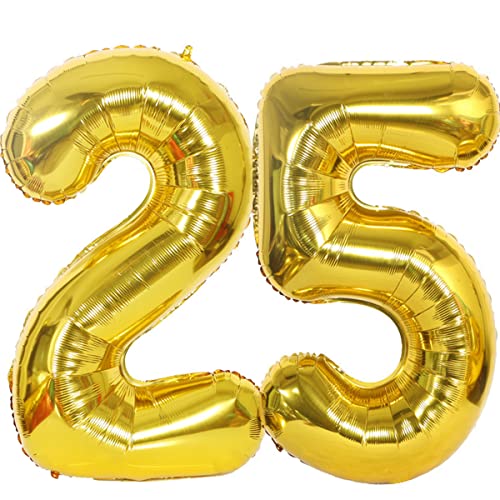 Helium Luftballons Gold 40" - 25 Geburtstag Party Deko Supplies, Folienballon für Mann und Frau - Ballon Deko Gold (25 Stück) von Hongyantech
