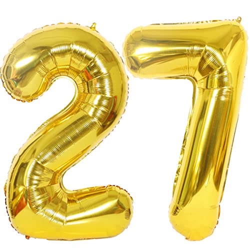 Helium Luftballons Gold 40" für 27. Geburtstag - Party Deko Supplies, Folienballon für Mann und Frau (27 Stück) von Hongyantech