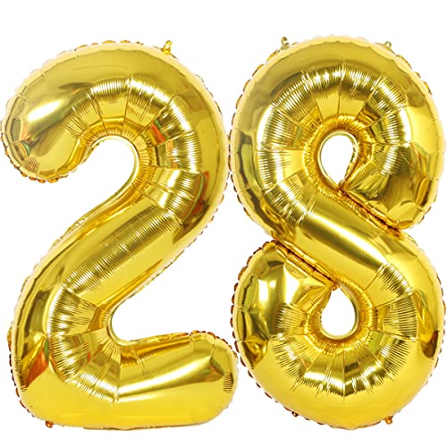 Helium Luftballons 28 Gold Geburtstagsdeko 40" Party Deko Supplies, Folienballon Mann Frau Ballon Deko Gold (28 Stück) von Hongyantech