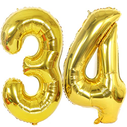 Helium Luftballons 34 gold Geburtstagsdeko 40" 34 Geburtstag Party Deko Supplies,ballon 34 geburtstag,34 luftballon gold,folienballon 34 geburtstag mann frau ballon 34 geburtstag deko gold(34) von Hongyantech