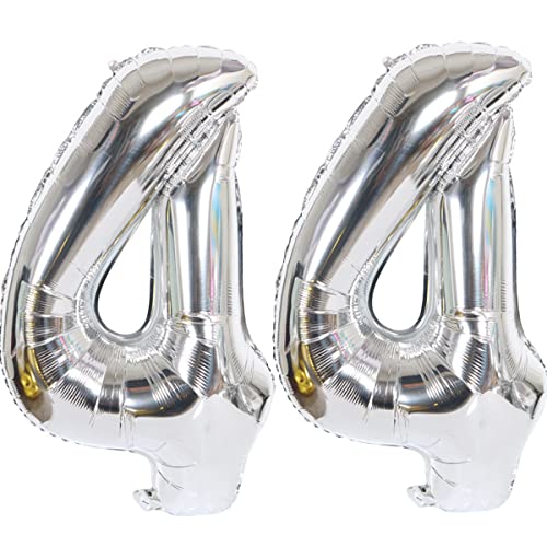 Helium Luftballons 44 Silber Geburtstagsdeko - 40" Party Deko Supplies, Folienballon für Mann und Frau - Silber Ballons für 44. Geburtstag von Hongyantech