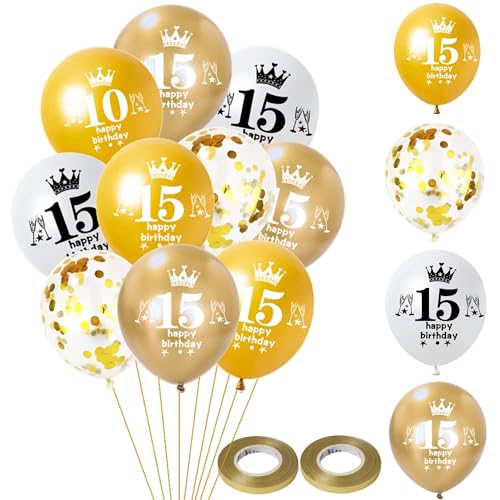 Hongyantech 15. Geburtstag Ballon Set: 32 Stück Gold, Weiß Latexballons für Jungen & Mädchen, Happy 15 Birthday Dekoration, Party Deko Hongyantech 15. Geburtstag Ballon Set: 32 Stück Gold, Weiß Latexballons für Jungen & Mädchen, Happy 15 Birthday Dekoration, Party Deko von Hongyantech