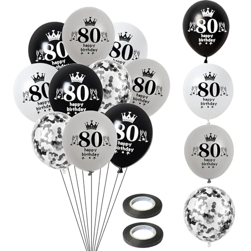 Hongyantech 32-stück 80. Geburtstag Ballon Set Schwarz, Grau, Weiß - Hochwertige Latexballons mit Konfetti - Dekoration für Männer & Frauen - 80. Geburtstag, Jubiläum, Party Hongyantech 32-stück 80. Geburtstag Ballon Set Schwarz, Grau, Weiß - Hochwertige Latexballons mit Konfetti - Dekoration für Männer & Frauen - 80. Geburtstag, Jubiläum, Party von Hongyantech