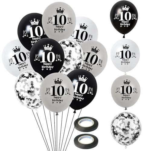 Hongyantech Luftballon 10. Geburtstag Dekoration 32 Stück Schwarz, Silber, weiß - BALLOON - Kinder, Unisex-Kinder, 10. Geburtstag Hongyantech Luftballon 10. Geburtstag Dekoration 32 Stück Schwarz, Silber, weiß - BALLOON - Kinder, Unisex-Kinder, 10. Geburtstag von Hongyantech