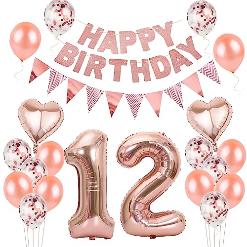 Hongyantech Luftballon-Set für Mädchen-Geburtstag, 24 Stück, Rosa, Herz, Stern, Metallischer Glanz, Hochwertig, 12. Geburtstag, Mädchen Hongyantech Luftballon-Set für Mädchen-Geburtstag, 24 Stück, Rosa, Herz, Stern, Metallischer Glanz, Hochwertig, 12. Geburtstag, Mädchen von Hongyantech