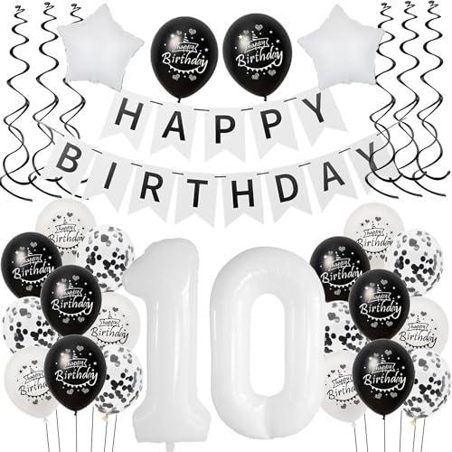 Luftballon 10. Geburtstag Schwarz weiß, Geburtstagsdeko 10 Jahre Junge Mädchen Schwarz Ballon deko 10.Geburtstag Mädchen,Riesen Folienballon 10 Happy Birthday Tortendeko 10 Geburtstag Mädchen weiß Luftballon 10. Geburtstag Schwarz weiß, Geburtstagsdeko 10 Jahre Junge Mädchen Schwarz Ballon deko 10.Geburtstag Mädchen,Riesen Folienballon 10 Happy Birthday Tortendeko 10 Geburtstag Mädchen weiß von Hongyantech