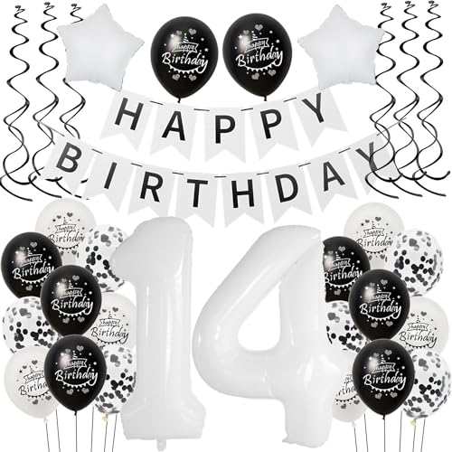 Luftballon 14. Geburtstag Schwarz weiß, Geburtstagsdeko 14 Jahre Junge Mädchen Schwarz Ballon deko 14.Geburtstag Mädchen,Riesen Folienballon 14 Happy Birthday Tortendeko 14 Geburtstag Mädchen weiß Luftballon 14. Geburtstag Schwarz weiß, Geburtstagsdeko 14 Jahre Junge Mädchen Schwarz Ballon deko 14.Geburtstag Mädchen,Riesen Folienballon 14 Happy Birthday Tortendeko 14 Geburtstag Mädchen weiß von Hongyantech