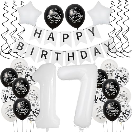 Luftballon 17. Geburtstag Schwarz weiß, Geburtstagsdeko 17 Jahre Junge Mädchen Schwarz Ballon deko 17.Geburtstag Mädchen,Riesen Folienballon 17 Happy Birthday Tortendeko 17 Geburtstag Mädchen weiß Luftballon 17. Geburtstag Schwarz weiß, Geburtstagsdeko 17 Jahre Junge Mädchen Schwarz Ballon deko 17.Geburtstag Mädchen,Riesen Folienballon 17 Happy Birthday Tortendeko 17 Geburtstag Mädchen weiß von Hongyantech